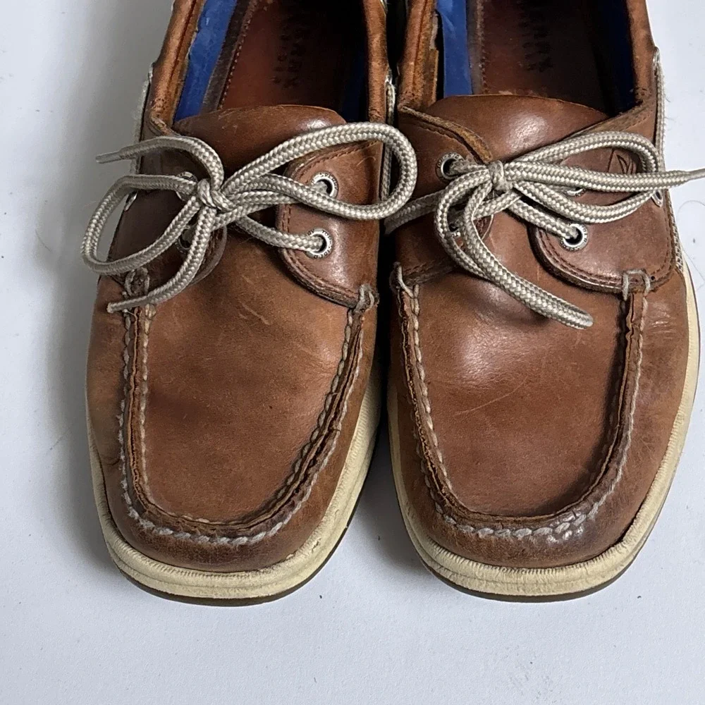 Sperry Boat Shoes 8M Brown Leather Mesh Nautical Classic Casual Coastal‎